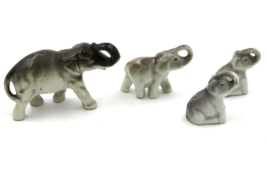 Vintage Bone China Miniature Elephant Family of Four Japan 1960s - $12.37