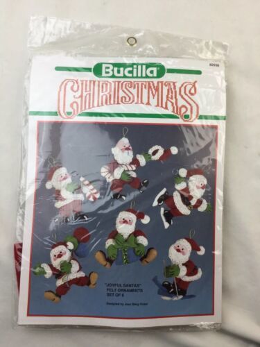 Bucilla Christmas Holiday Felt Applique Tree Ornament Kit JOYFUL SANTAS 82638 - $24.72