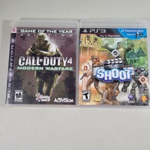 PS3 Video Game Lot The Shoot With Manual and Call Of Duty 4 Modern Warfare Game - £9.66 GBP