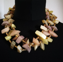 Vintage Designer Signed Necklace Ellelle Italian Lucite Acrylic Bead Chunky - £110.08 GBP