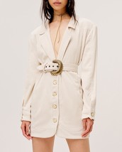 FOR LOVE &amp; LEMONS Womens Blazer Carson Striped Ivory Size M CD2209-FA20 - £83.39 GBP