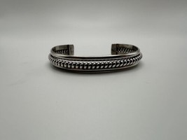 Vintage Southwestern Navajo Tahe Sterling Silver Spiral Cuff 2 3/8” X 1cm - £93.20 GBP
