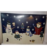 Snowman Family Placemats Christmas Thanksgiving New year Holiday set of 6 - £15.02 GBP