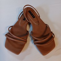 F-Hongxy Womens Sandals Square Toe Sling Back Strappy Flat Brown US Sz 9... - $24.91 CAD