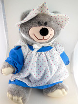 Vintage Wallace Berrie Country Bear in Bonnet &amp; Dress w Pinafore  Ear ta... - £19.54 GBP