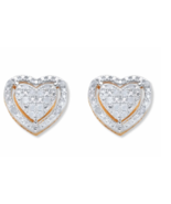 ROUND DIAMOND HEART SHAPED FLOATING HALO STUDS 18K GOLD STERLING SILVER ... - £156.44 GBP