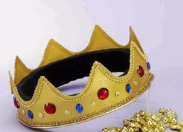 Gold Adjustable Queen Crown Jeweled Royal Adult Halloween Costume Accessory - £11.15 GBP