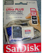 OPEN SanDisk Ultra Plus MicroSDXC UHS-I Memory Card w Adapter V10 256GB ... - €15,01 EUR