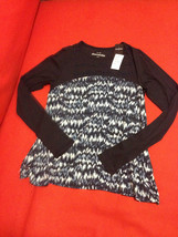 New Abercrombie Kids Girl Navy Blue Abstract Print Beaded Long Sleeve To... - £18.13 GBP