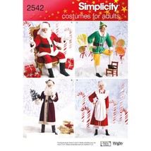 Simplicity 2542 Santa, Elf and Mrs. Santa Sewing Pattern for Adults Chri... - £13.29 GBP