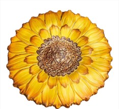 Sunflower Wall Plaque Stepping Stone 9" Round With Cement Yellow Flower Hanging image 1