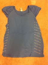 Woman&#39;s AVON dark Solid Blue embellished TANK Top Blouse Large - £7.57 GBP