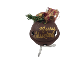 Metal Bell with Bow Jumbo Christmas Ornament MERRY CHRISTMAS 3&quot; - $7.57