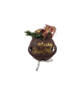 Metal Bell with Bow Jumbo Christmas Ornament MERRY CHRISTMAS 3&quot; - $7.57
