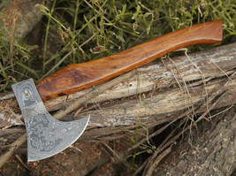 Damascus Viking Axe, Damascus Steel With Leather Sheath Viking Hatchet, Camp Axe - $200.00