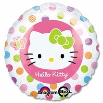 Hello Kitty Mylar Foil 18&quot; Balloon Polka Dot Rim Birthday Party Supplies... - $54.28 MXN