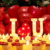 I Love U Light up Letters Proposal Decorations, I Love U Sign with 24Pcs Flamele - £35.40 GBP