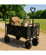 Folding Wagon Cart 220/450/680 lbs – Steel Frame, 600D Fabric, No Assembly - $149.27