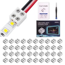 40 Pcs 2-Pin 8Mm Solderless Led Strip Connectors, Reliable Led Light Str... - £26.73 GBP
