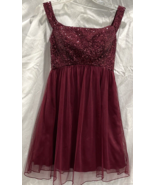 Speechless Dress Sequin Chiffon Maroon Red Party Prom Cocktail Whimsy Ju... - $376.14 MXN