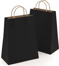Black Shopping Bags 8&quot; x 4.75&quot; x 10.5&quot;; Pack of 50 Black Paper Bags with Handles - £42.44 GBP