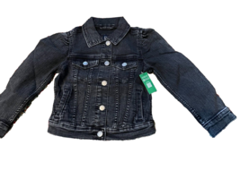Girl&#39;s Gap Trucker Puff Sleeve Black Denim Jacket Size S/6-7 Nwt - £16.87 GBP