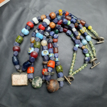 Lot 3 Pcs Vintage Lapis and Glass beaded Necklaces LPS2 - £57.07 GBP