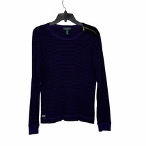 Lauren Ralph Lauren Top Size XL Purple With Black Stripes Shoulder Zip Cotton - £14.80 GBP