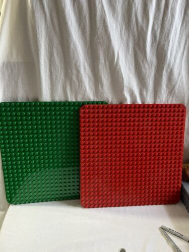 Genuine 2 Large Red &amp; Green LEGO DUPLO Base Plate 15&quot;x15&quot; - $27.67