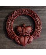 Rustic Celtic Claddagh Ring Wall Plaque Figurine Love Friendship Loyalty... - €23,04 EUR