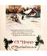 1900s Greeting Card Postcard Happy Christmas Winter Scene Cabin Ephemera... - $367.78 MXN