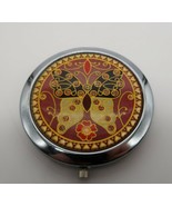 Vtg chrome tone double mirror compact with old world bohemian design but... - $15.00