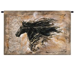 44x29 BLACK BEAUTY Horse Western Tapestry Wall Hanging - £109.50 GBP