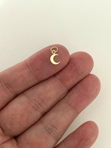 14K Yellow Gold Flat Half Moon Tiny Charm  pendant - £23.21 GBP