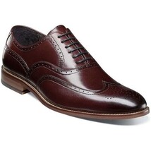 25064-601 Mens Dunbar Stacy Adams Shoes Antiqued Leather Burgundy Oxford wingtip image 4