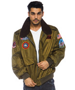 Leg Avenue Top Gun Men&#39;s Nylon Bomber Jacket, Khaki, X-Large - $60.00