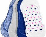HUE 4-Pack Low Cut Women&#39;s Liner Socks Blue Print White Gray OSFM NEW - $15.02