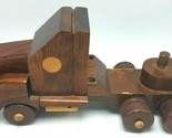 Vintage Handmade Stained Wood Tractor Trailer Truck Toy - $36.58