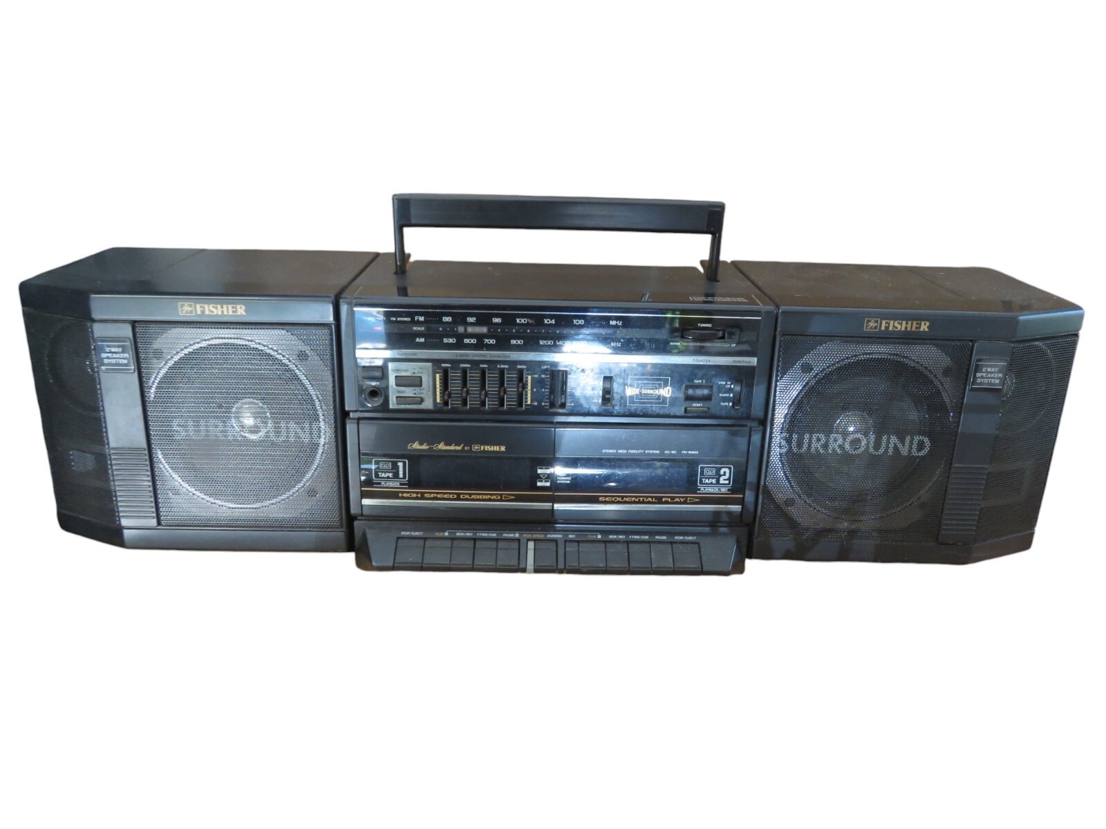Fisher PH-W805 Surround Sound Boombox AM/FM Vintage Old School SEE DETAILS/VIDEO  			