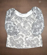 Pendleton Silk Shirt Womens 14 Petite Print Sheer Blouse Wide Neck - £17.42 GBP