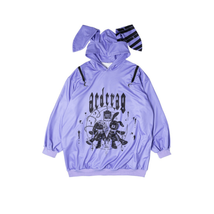 Goth Punk Bunny Ear shoulder zip purple hoodie - £47.33 GBP