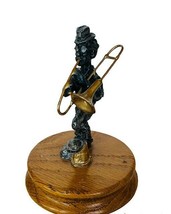 Ron Lee Pewter Circus Clown Figurine Hobo Band Gold Trombone Carnival Jazz blind - £39.10 GBP