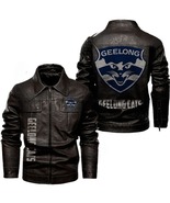 Mens Geelong Cats, Old-School Biker Vibe with Team Logo Leather Jacket - $2,390.89 MXN+