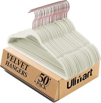 Ulimart Velvet Hangers 50 Pack Hangers Non Slip Felt Hangers Durable White - £18.98 GBP