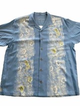 Tommy Bahama Button Up Shirt Men’s XL Hawaiian Floral Print Silk Blue SS... - $21.89