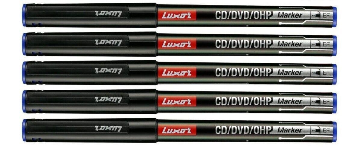 5 x Extra Fine Tip Permanent Marker Pen Blue CD / DVD/OHP Marker Water P... - $6.99