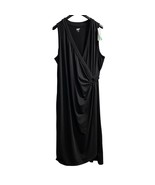 Lands End Dress Womens 3X Black Cotton Modal Faux Wrap Maxi Stretch Comfort - $547.11 MXN