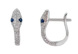 1CT Round Cut Blue Sapphire  Huggie Hoop Earrings 14k White Gold Plated - $99.99