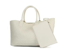Oversized Women Tote High Quality PU Leather Knitting Shoulder Shopper Bags Wove - £94.72 GBP