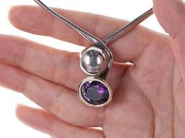 Retro sterling silver amethyst necklace - £107.35 GBP